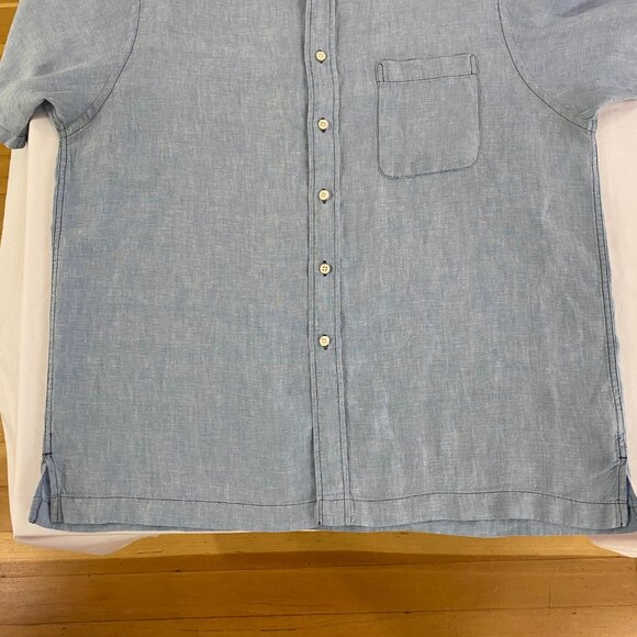 Roundtree & Yorke Men’s 100% Linen Light Blue Button Down Size XL - Picture 8 of 12